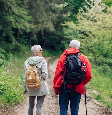 zwei Wanderer im Wald